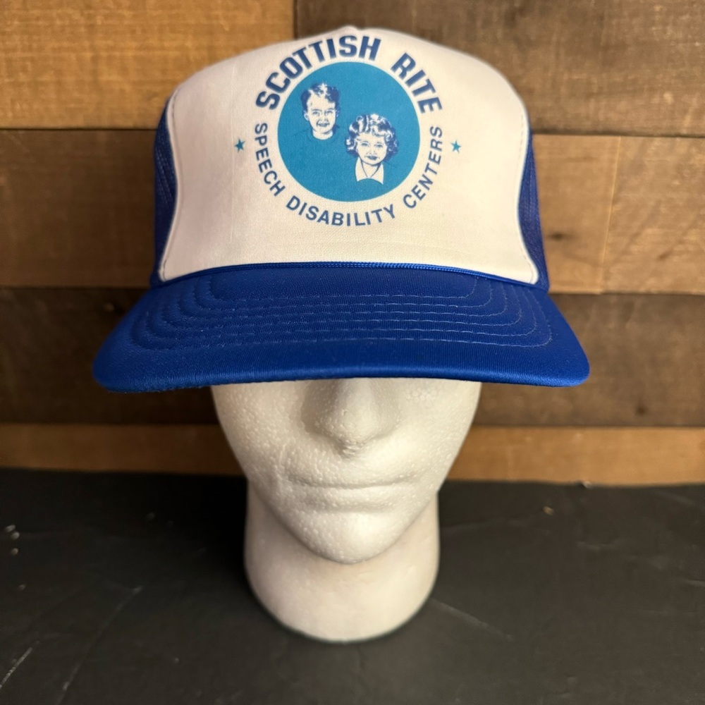 Scottish Rite‎ Speech Disability Centers Vintage Trucker Hat White And Blue